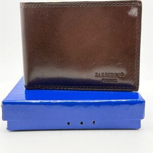 Barberini’s Firenze Vera Pelle Leather Brown Men’s Bifold Wallet Italy New